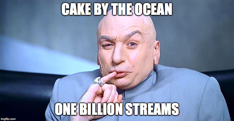 DNCE's tweet photo. 1 BILLION STREAMS of Cake By the Ocean…You guys are AWESOME!!! 👏🍰 #groovybaby https://t.co/jqybC1kNY4