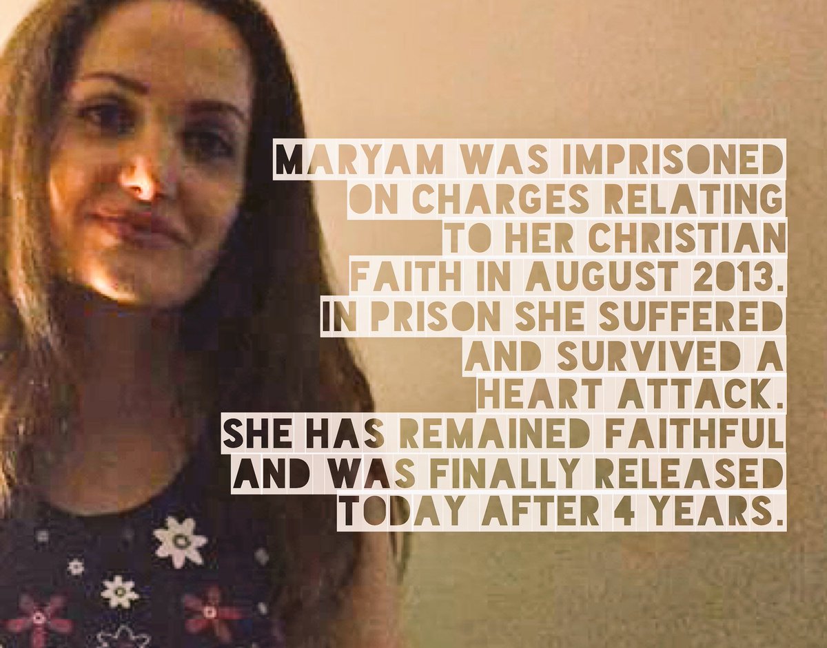Wonderful news! Maryam was finally released TODAY after 4 years in the notorious Evin prison in Tehran, Iran. <a href="/Iran30/">Iran 30</a>