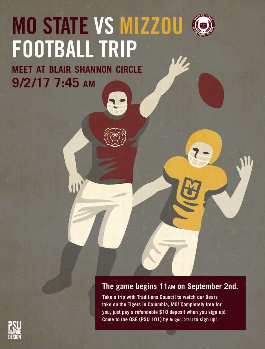 MOStateTC's tweet photo. Want to take a gameday road trip to Mizzou and Cheer on the Bears?? Did we mention it was all free? Sign up now! https://t.co/cCef3aOjXh