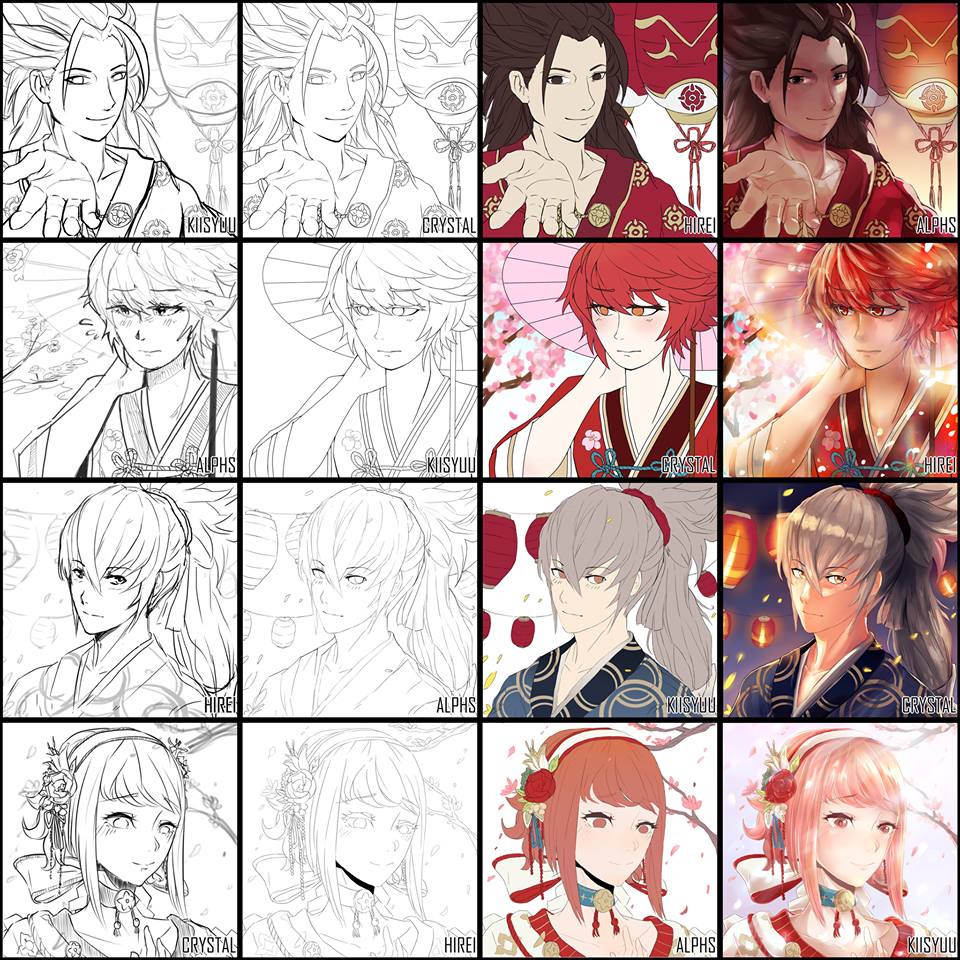 _kiisyuu's tweet photo. HOSHIDO SWITCH MEME with @reiterasu , Alph, and Crystal!
Can we get Hoshidan summer summoning banner please?
#fireemblem #switchmeme #art https://t.co/UxeeZqDCcD