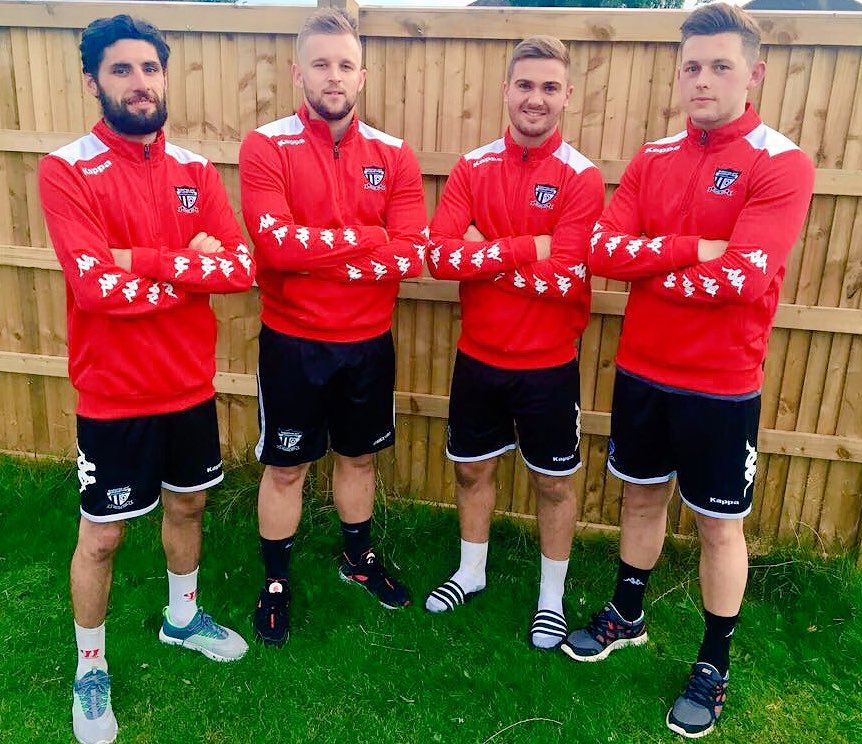 barntonfc's tweet photo. Our match-day tracksuit kindly sponsored &amp; supplied by @KappaTeamwearUK @paddyhamid26 @AdamBayley89 Sam Houghton &amp; @JWoolley9 https://t.co/cqLaDFnneN