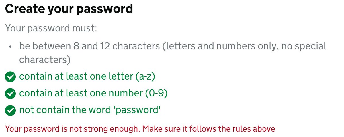kudresov's tweet photo. @GOVUK putting password character and symbol limit is like saying make sure your password is strong but not too strong. #shaming #security https://t.co/MLb16a4G5a