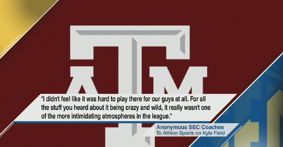 finebaum's tweet photo. An anonymous SEC coach said Texas A&amp;M's Kyle Field isn't that intimidating. 

Hm? Ole Miss &amp; LSU won road games there last season. https://t.co/A8KlrvzhQ7
