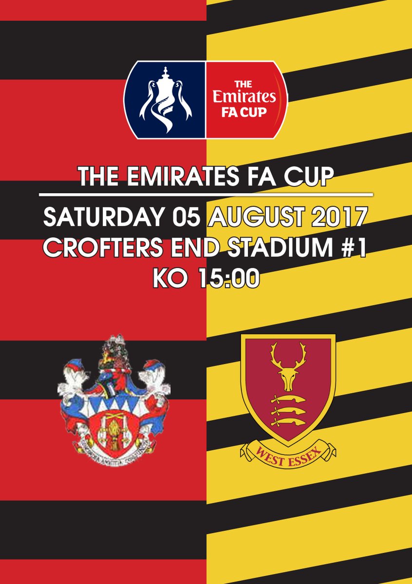 🏆 <a href="/EmiratesFACup/">Emirates FA Cup</a> Extra Preliminary Round
⚽️ <a href="/SawboTownFC/">Sawbridgeworth Town FC</a> 
🗓 Saturday 5th August
⏱ 15:00
📍 goo.gl/maps/4y7kzcK2F…
#FACupPosters