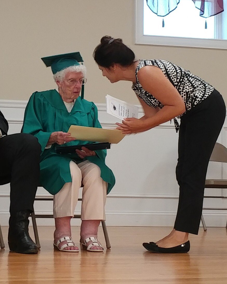 "Aunti Lee" Paulus earned her high school diploma today at age 96...thanks to Mid Atlantic Career and Ed Centers and ETS