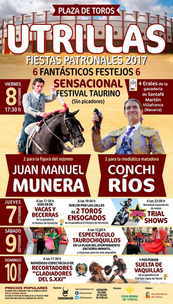 Contrabarrera6's tweet photo. ➕UTRILLAS➕

Tauroemocion presenta un festival con Munera y Conchi Ríos 

https://t.co/asqYndiAWL https://t.co/00plRvEKHl