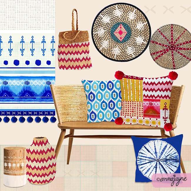 emma_j_designs's tweet photo. New designs for @PrintsourceNY #printsource #artlicensing #homedecor #textiles #makeartthatsells #surfacepattern #designer #boho #bohochic https://t.co/dT1Y9RKGMF