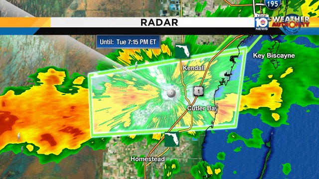 A heavy t'storm is not quite over for Kendall & Redland. The area remains under a Flood Advisory until 7:15pm. https://t.co/JSd3nXZGrv