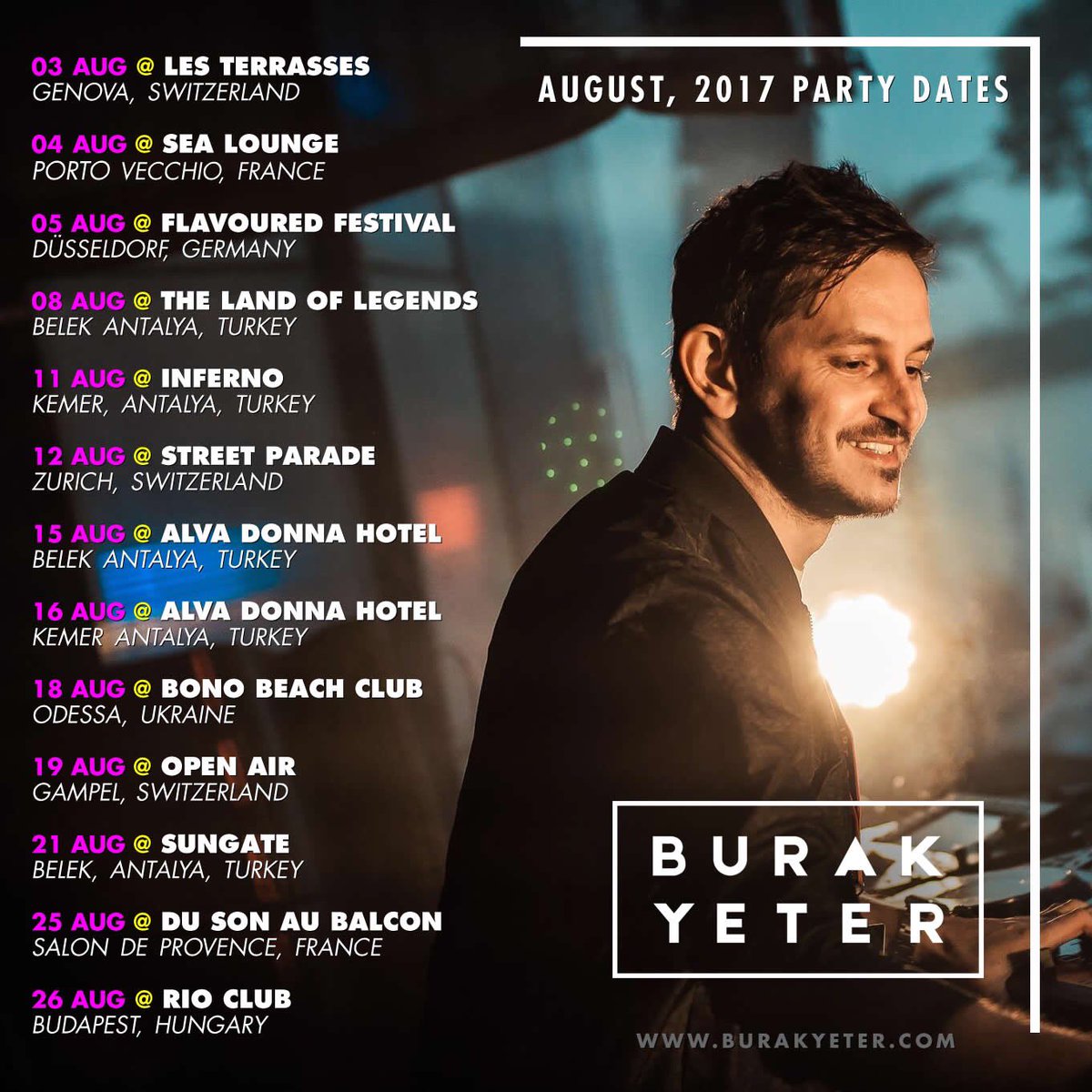 August, 2017 #BurakYeterTour #Summer ☀️