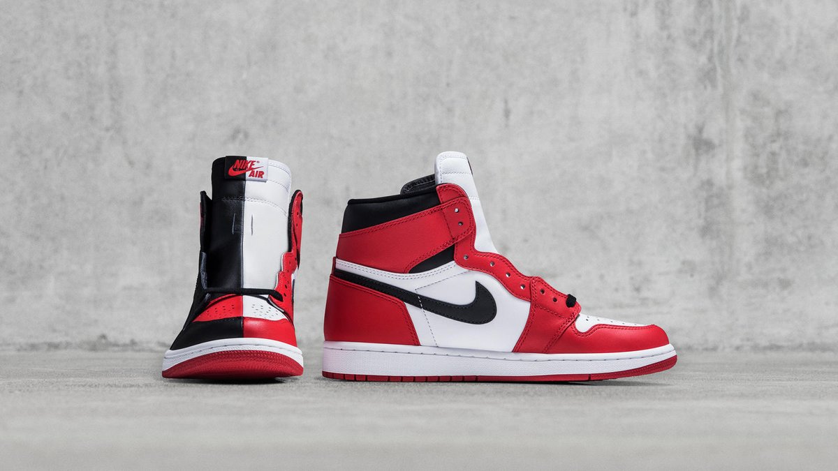 half red half white jordan 1