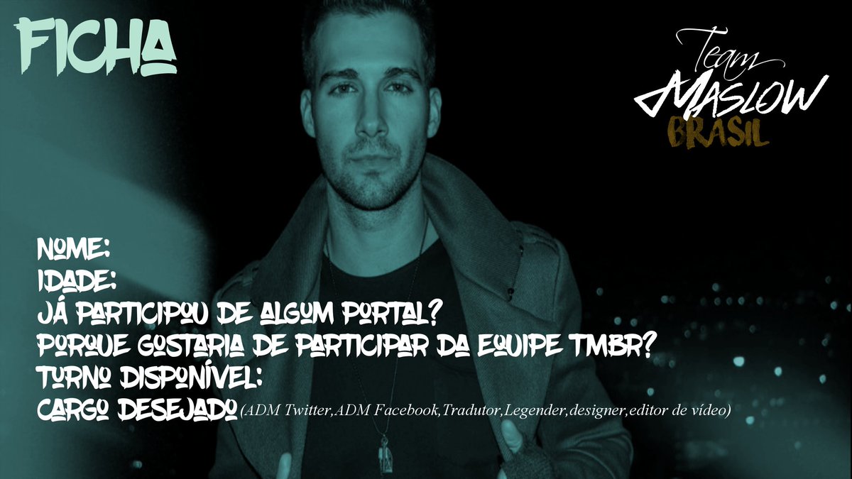 brmaslow's tweet photo. Faça parte da equipe TMBR!
Mande a ficha preenchida em nossa DM.
Boa sorte!
CC;@NeonLightDesign https://t.co/14ZbuaMfKY
