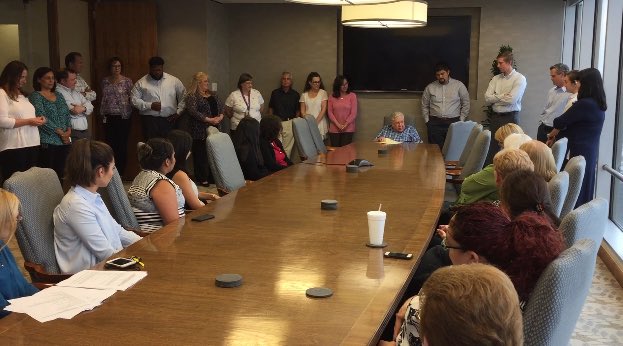 CowlesThompson's tweet photo. Founder Jim Cowles addresses the office on the firm's 39th anniversary. #CowlesThompson https://t.co/QIKx8rkvKk