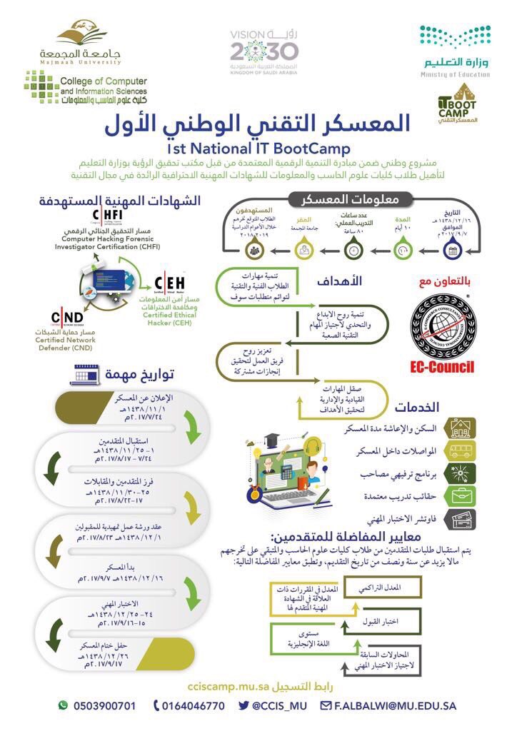 BinSalem113's tweet photo. إذا باقي لك سنة أو سنتين للتخرج ومهتم في #أمن_المعلومات لاتفوت الفرصة #2030 #NationalBootCamp https://t.co/E7oYi1wrD4