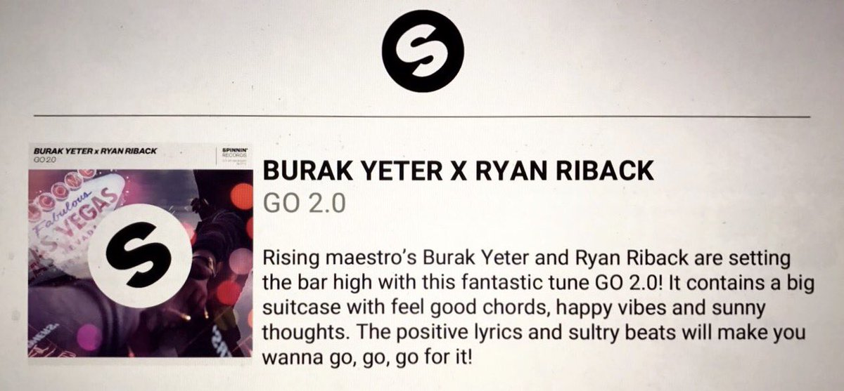 New Update GO 2.0 Out Now! <a href="/ryanriback/">Ryan Riback</a> <a href="/SpinninRecords/">Spinnin' Records</a>