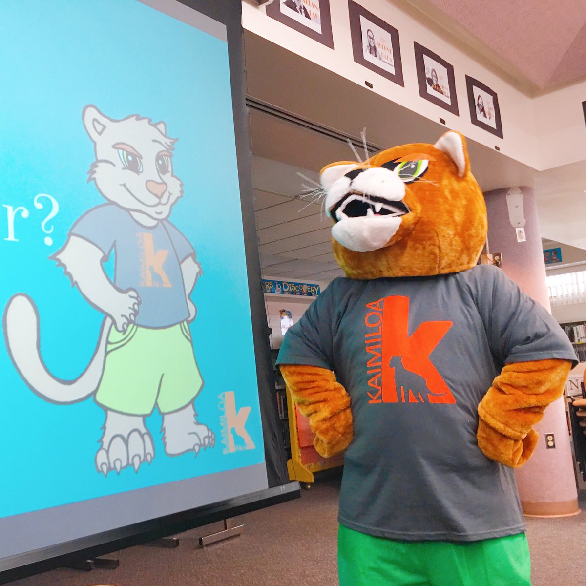 ChadNacapuy's tweet image. 1718 starts @KaimiloaES with the intro of our mascot Kai Kougar. Kai embodies the #learningdispositions we want in all of our students.