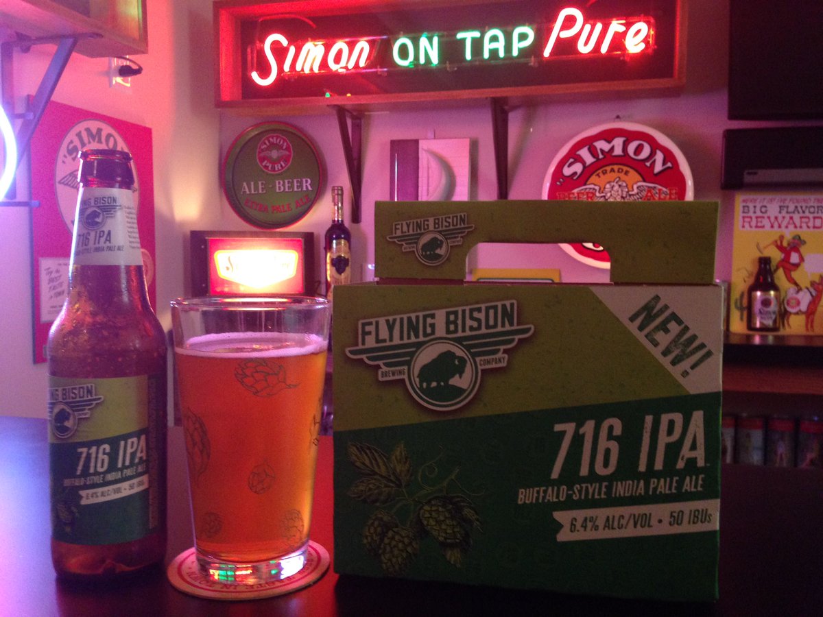 LaMondROCKS's tweet photo. @flyingbison The new 716 IPA is absolutely incredible! Will be buying more tonight. #716IPA #BuffaloStyleIPA #FlyingBison #SimonPureBar https://t.co/mDaG2u1zjt