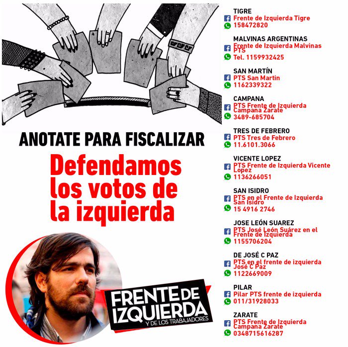 PTSSanMartin's tweet photo. SUMATE A FISCALIZAR PARA EL FRENTE DE IZQUIERDA.
CUIDA TU VOTO. VAMOS POR.MAS FRENTE DE IZQUIERDA EN EL CONGRESO https://t.co/luJEahKt4l