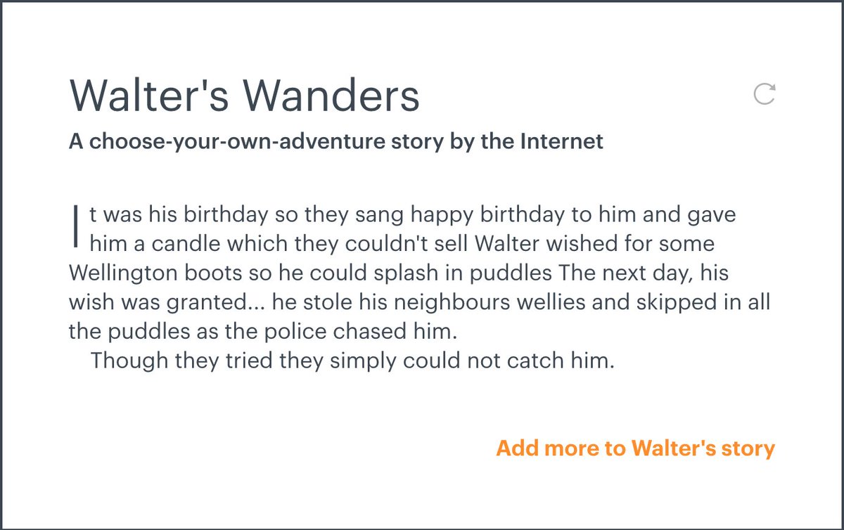 Walters_Wanders's tweet photo. Wondering what Walter's up to? We have a random story generator at https://t.co/nRx4xURykz 
See this story and others like it there! https://t.co/OASgN132Jl