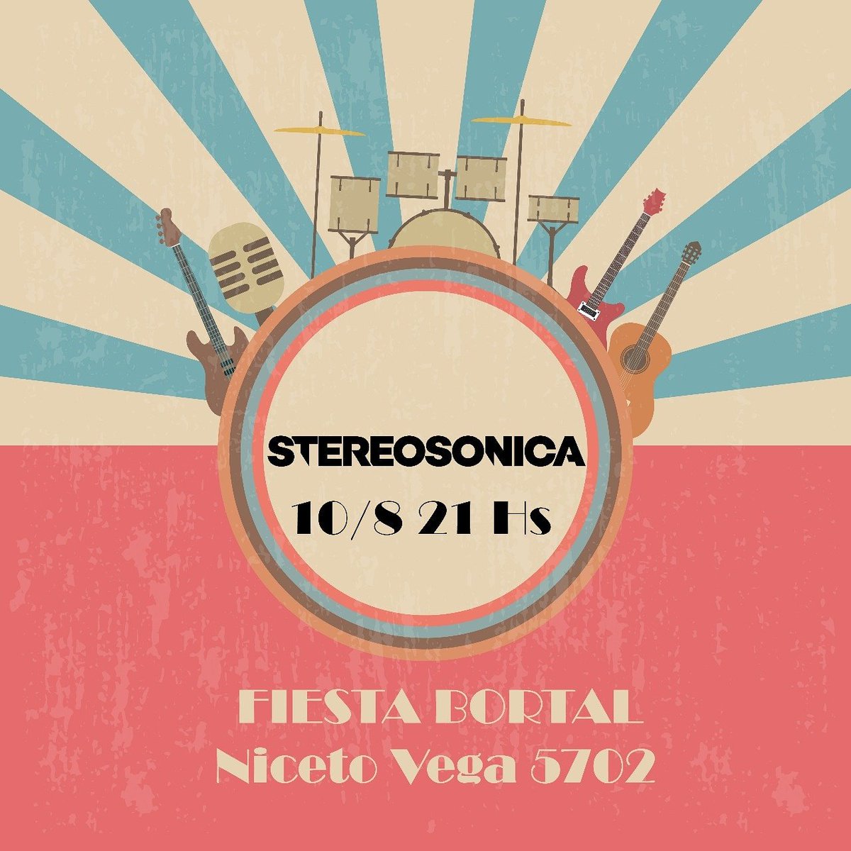 Stereosonicaok's tweet photo. 10 de AGOSTO 21hs Stereosónica en la FIESTA BORTAL 
Bar en Vivo  (Niceto Vega 5702- CABA) https://t.co/LglQx1zPIl