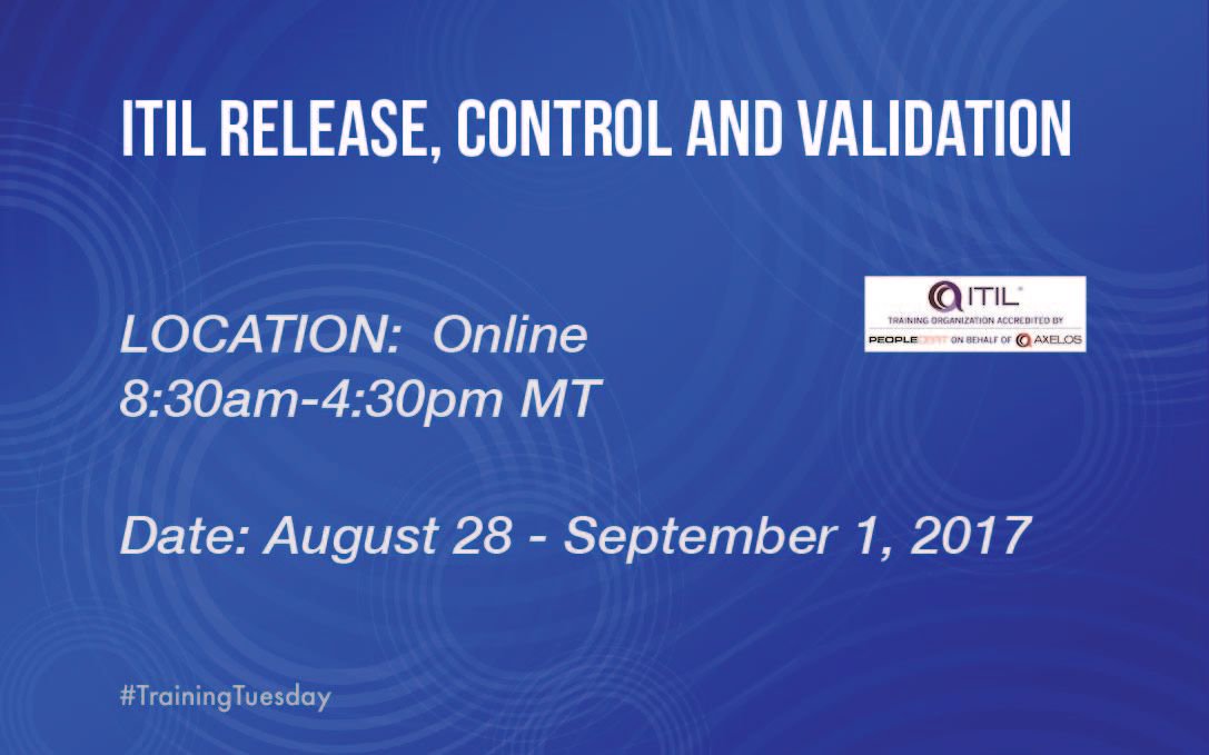 #TrainingTuesday You can register online now for our Release, Control &amp; Validation course, Aug. 28- Sept. 1, 2017 buff.ly/2eR2S3u
