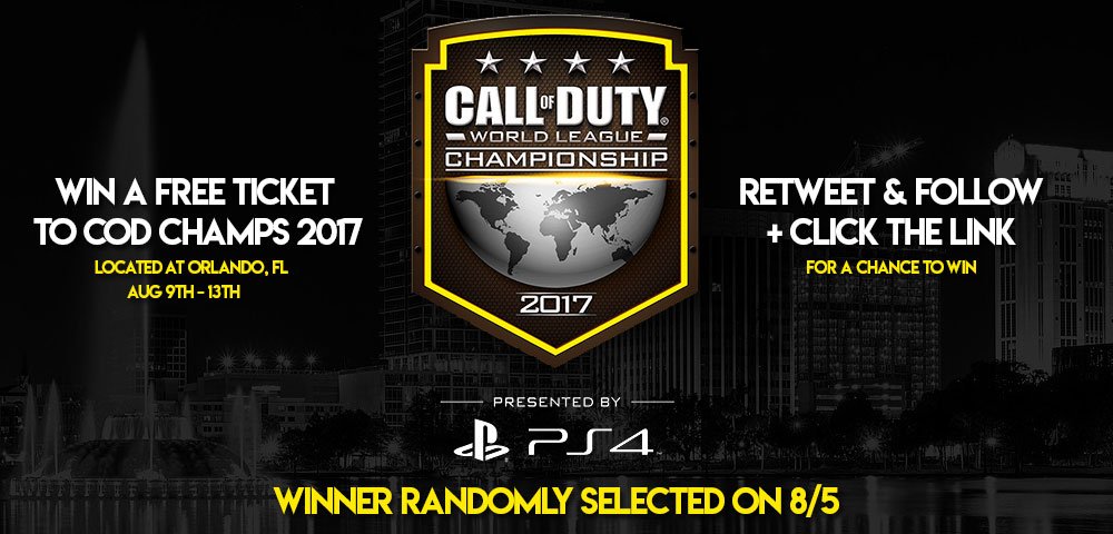 Kiwiz's tweet image. I'm giving away 1 free ticket to @CODWorldLeague Champs in Orlando, FL!

RT &amp;amp; FOLLOW + Click the Link to enter: goo.gl/c6VvB7

GL!