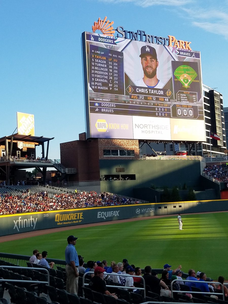 jackmoss23's tweet photo. Sitting at Braves vs Dodgers game. I can't wait for @Helsabeck34 to be pitching in this game. #getwellsoonwes https://t.co/v1tYEZRURx
