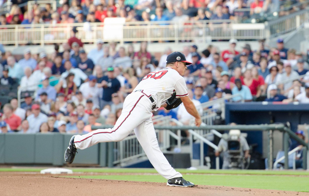 Braves's tweet photo. There's the first career strikeout in the bigs for @LSims_! #SimsDebut https://t.co/1ii20TdMar