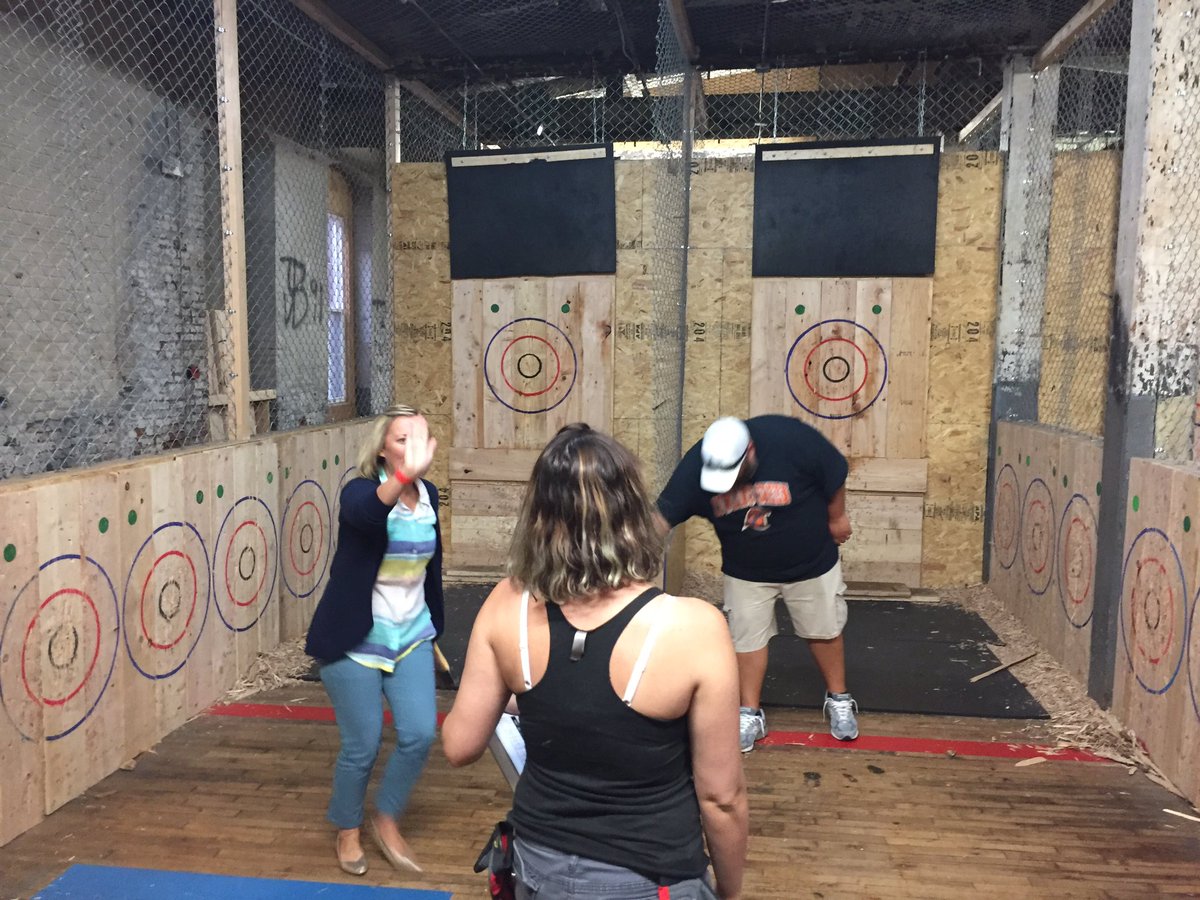 hklageman's tweet photo. Battle of the one-handed axe throwers! @Jill_Snell81 @trfawcett #TeacherCon #MDforCS @TeachCode https://t.co/AZu4OcfDvy