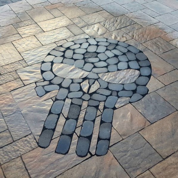 techobloc's tweet photo. Always let your hardscape personality come through. 
Wicked punisher skull custom creation by Sterling Design Build using our Antika paver. https://t.co/LrEgNr8YrK