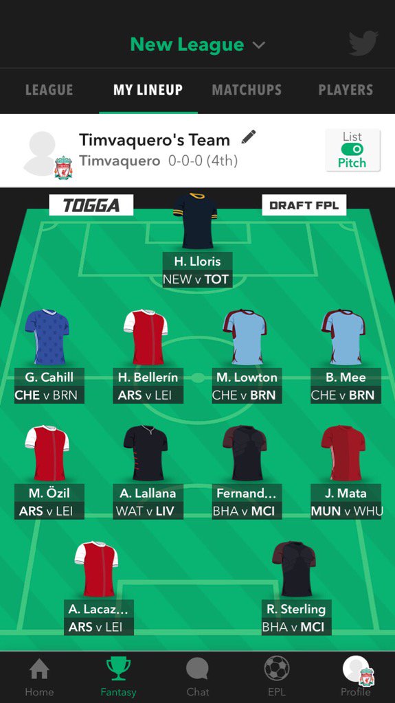 VaqueroTim's tweet photo. Rate my #EPL @playtogga fantasy lineup https://t.co/pJ9hEvsl5c