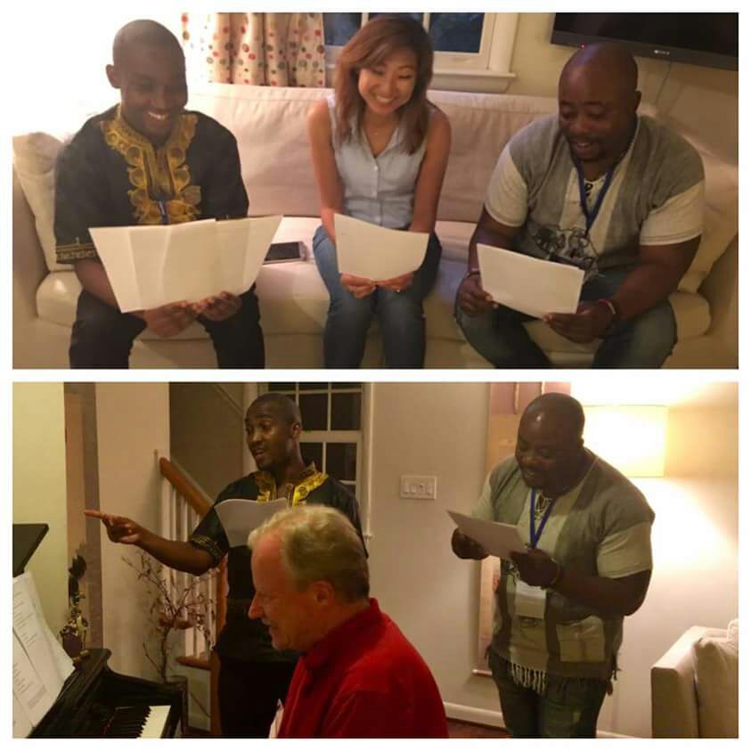 CongoConserv's tweet photo. working on a conservation song with Shubert Mwarabu of Tanzania #MWFellows2017 @UDGlobal @YALINetwork @irislovesdc @WWF @wcs @USEmbKinshasa https://t.co/BclTLntULn