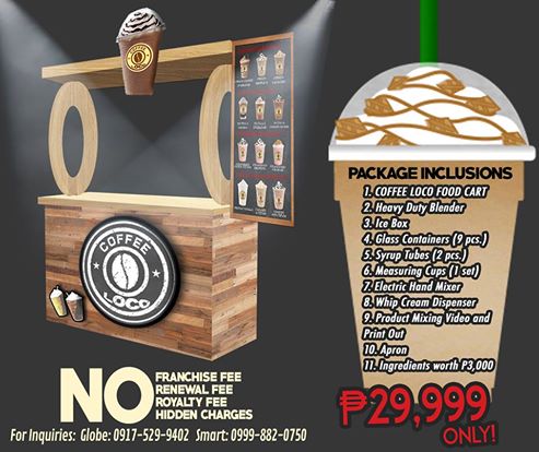 THAN_Kailabags's tweet photo. The All New #CoffeeLoco Food Cart Franchising Package!
#NOFranchiseFee
#NORoyaltyFee
#NORenewalFee
#AffordableFranchise
#MyPuhunan
#KSS https://t.co/z4QcP42Y3Q