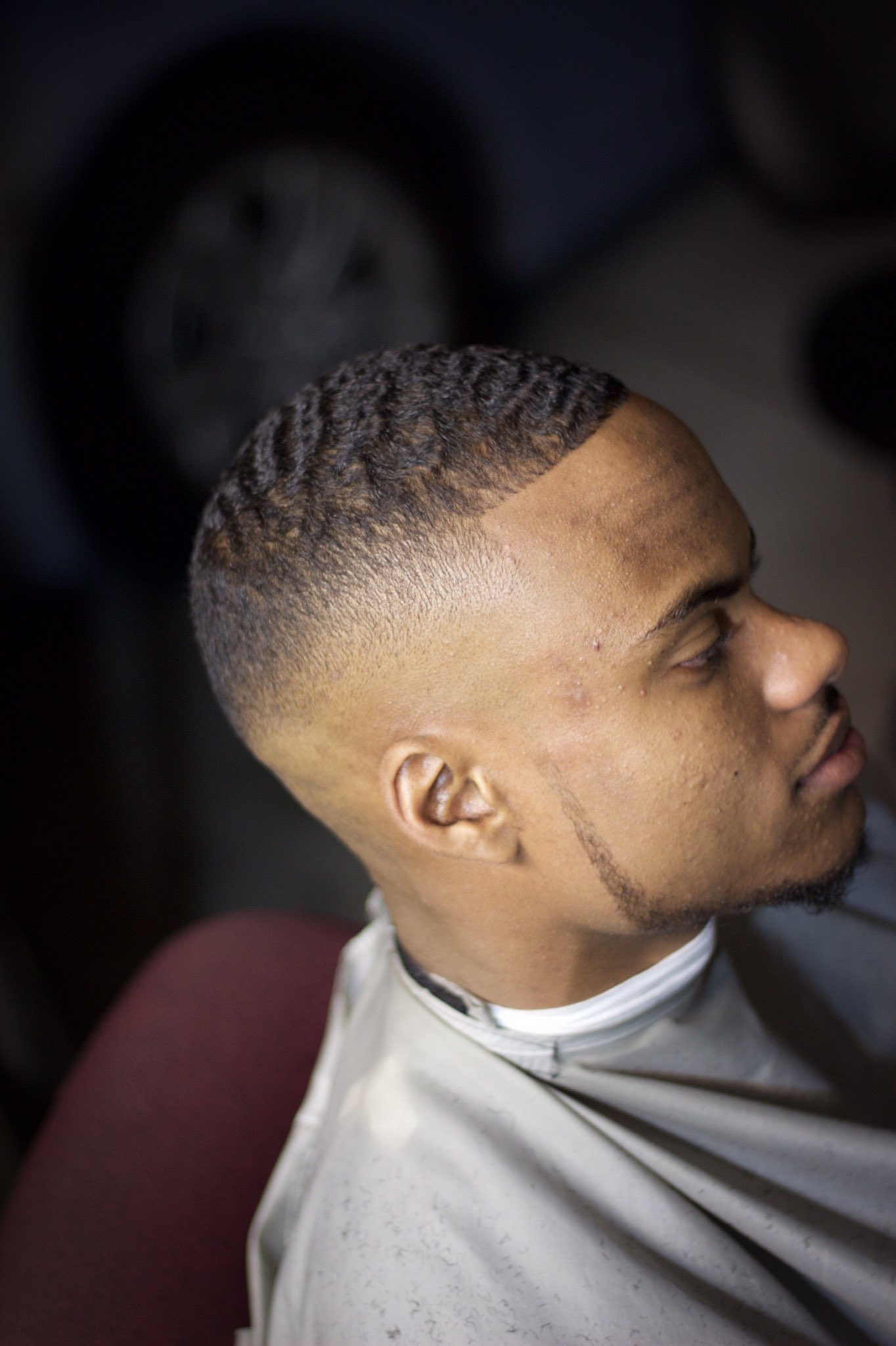 High Top Fade With Half Moon