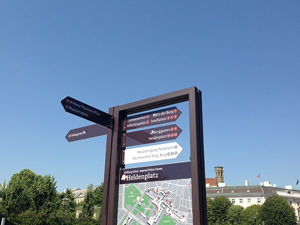 Hottest day of the year and we installed our new signage for Hofburg Vienna . Exhausted but happy :-)