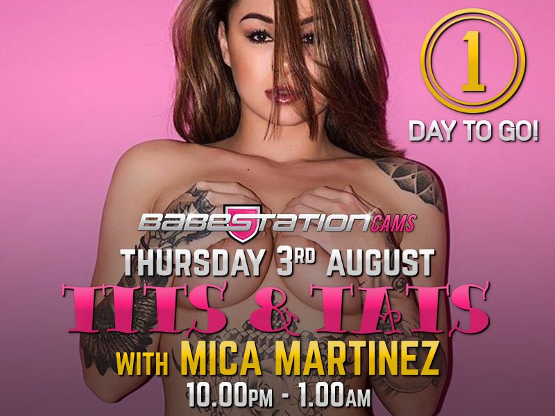 Only one day left until @Mica_Martinez01 treats you to a Tits and Tats show 🎊🎉

Who's getting involved? 👀

⏰ 10pm tomorrow! https://t.co/nyNQ31ZfIW