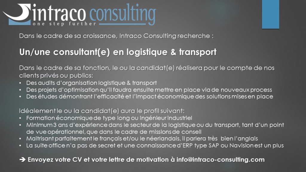Nous recherchons un/une consultant(e) en logistique et transport ! intraco-consulting.com/nous-rechercho…