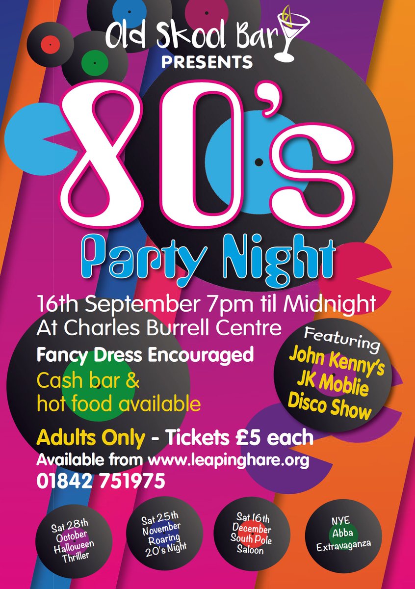 We're totally looking forward to our next main event! An 80's Party Night in September! Tickets £5, available from <a href="/leapinghareorg/">Leaping Hare</a> as usual