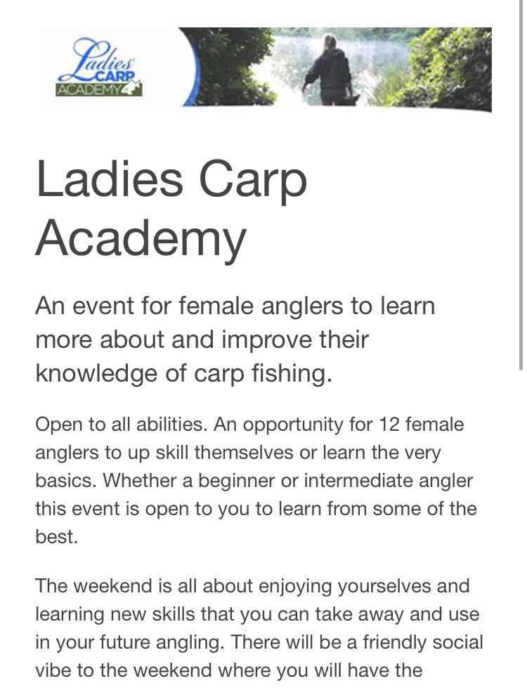 PrincessBev1's tweet photo. Website is now live &amp; taking bookings. Any interested ladies please get in touch quick as there is only 12 places🎣
https://t.co/MeiEPmBL60 https://t.co/HlgfTHqjwY