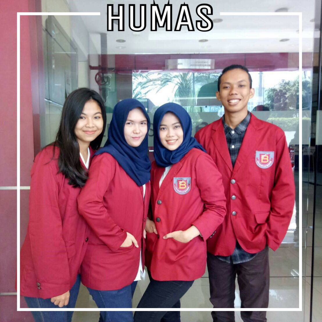Dept. Hubungan Masyarakat (HUMAS): (dr kiri ke kanan) Devia-Staff Dept., Almira-Kepala Dept., Gebriyola-Sekretaris Dept., Harry-Staff Dept.