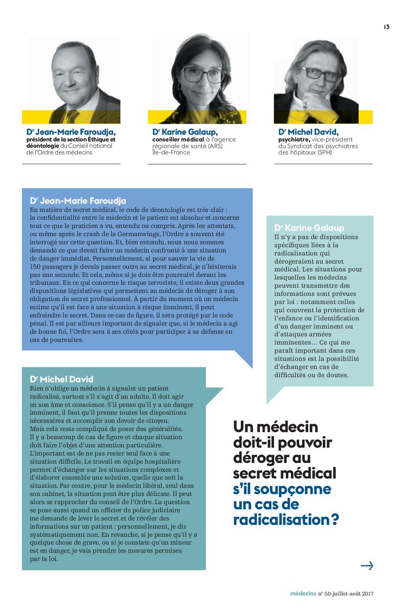 Déontologie : un médecin doit-il pouvoir déroger au secret médical s’il soupçonne un cas de #radicalisation