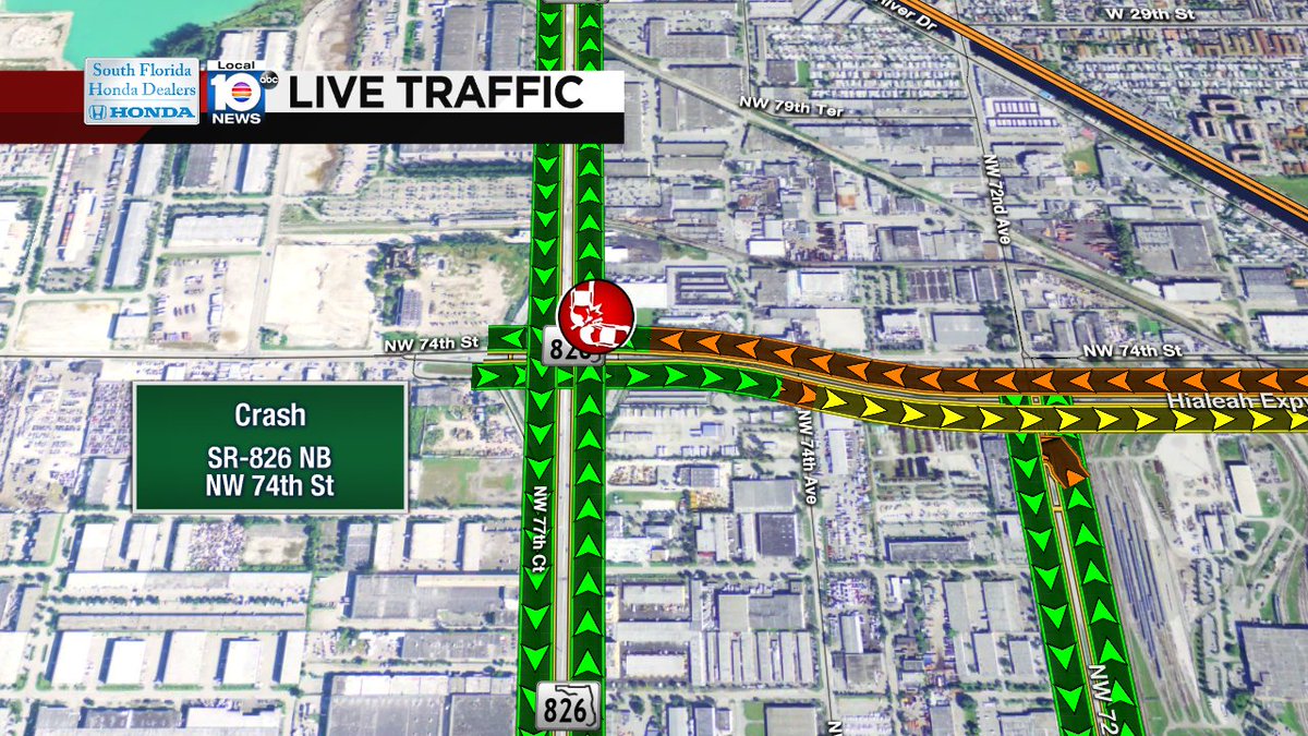 Crash on SR-826 NB at NW 74th St #traffic https://t.co/R82l2yJDKH