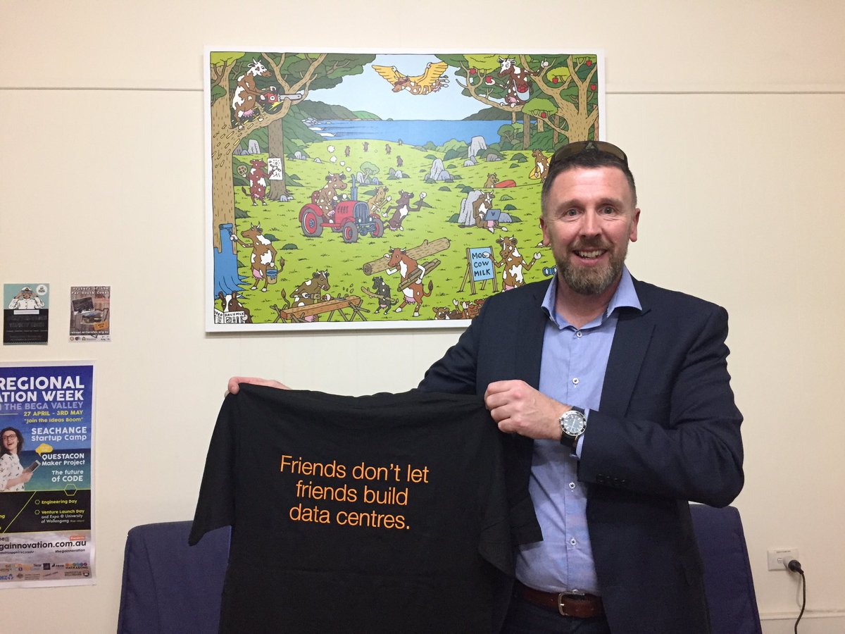 cows_bega's tweet photo. Welcome Amazon AWS to Bega - first visit by a FAANG (ie Global Tech Giant) to CoWS...with swag in abundance. Happy Days for Tech in Bega!! https://t.co/voJyRnYD8m