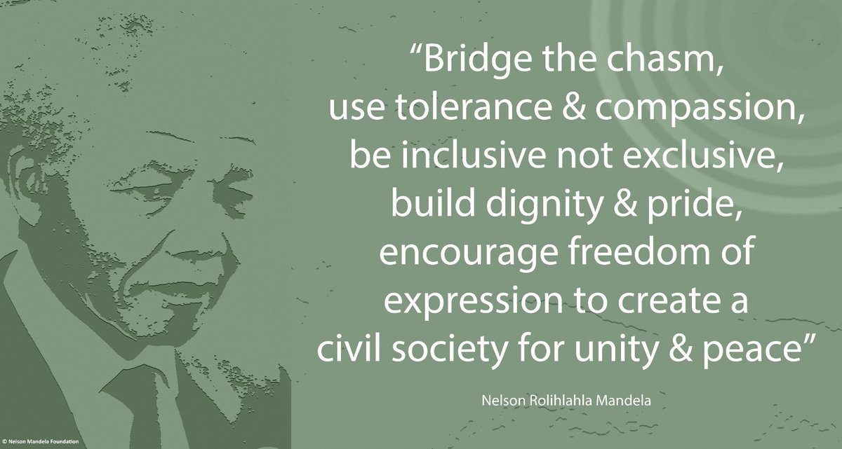 "Bridge the chasm, use tolerance &amp; compassion, be inclusive not exclusive, build dignity &amp; pride, encourage freedom of expression......"