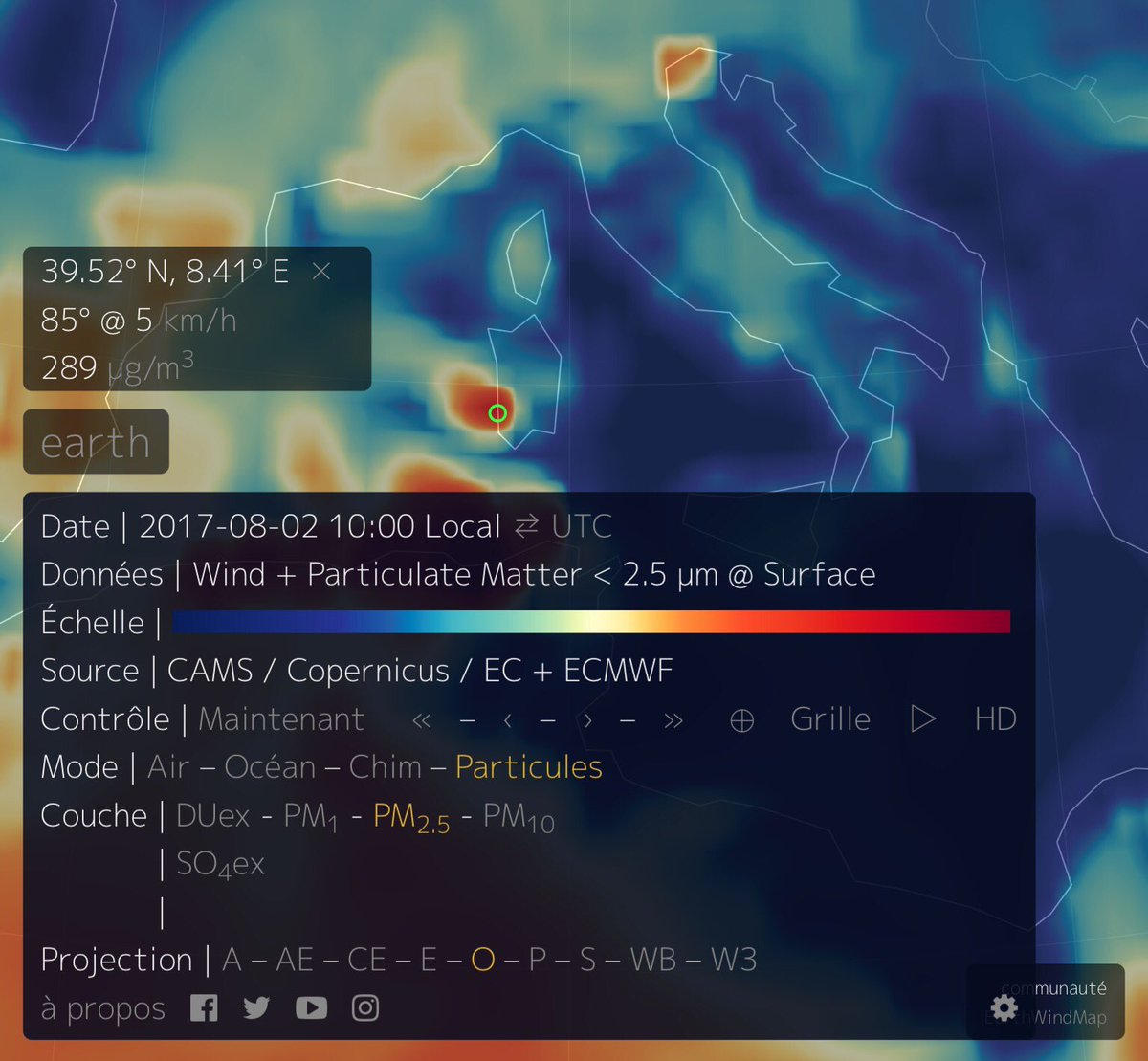 CopernicusEU's tweet photo. Earthnull great visualisation tool now incorporates @CopernicusECMWF Particulate Matter data! Sardegna W coast🌫‼️⚠️
https://t.co/QXDQWtZzQR https://t.co/3nFw14N2vP