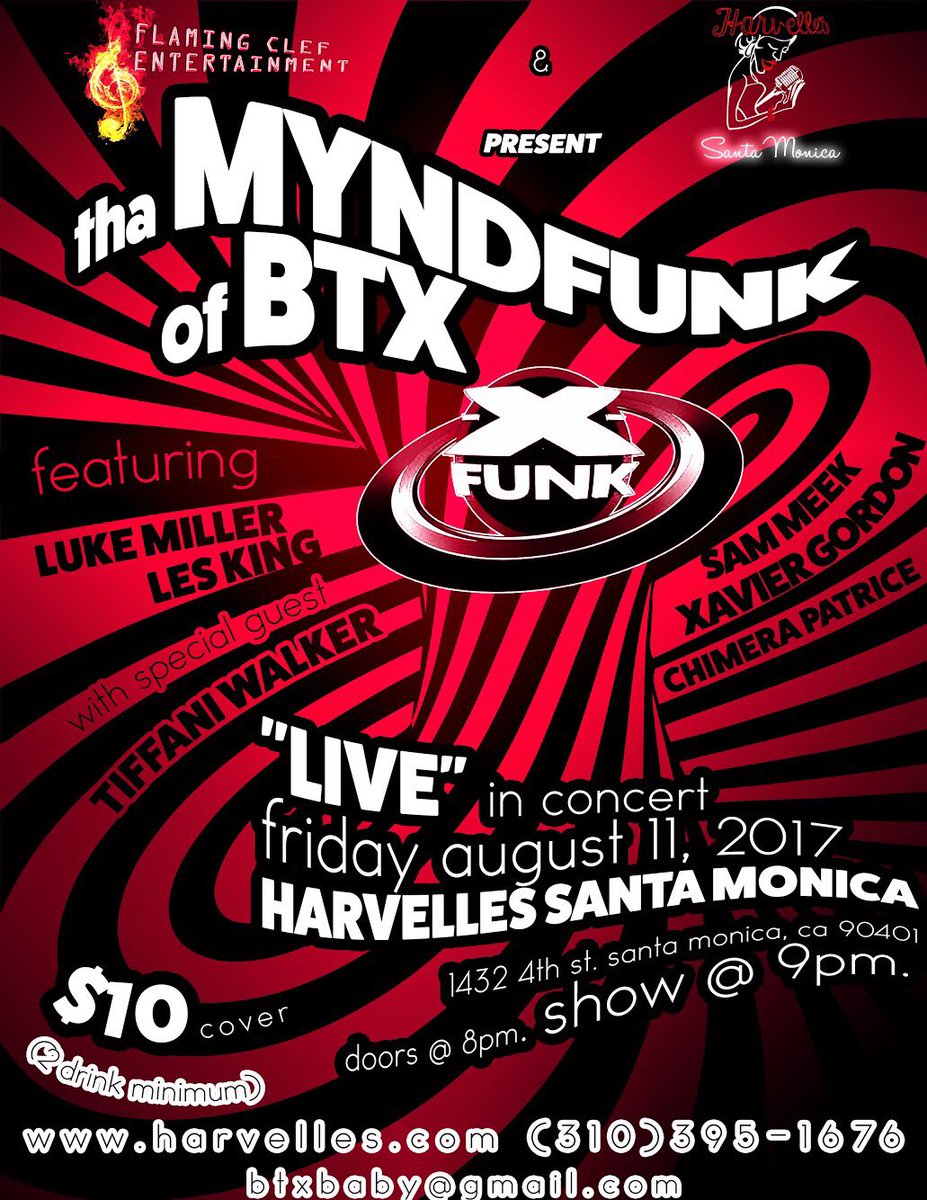 FlamingClef's tweet image. Join Us Friday,August 11, 2017 for a FUN•KY good time w/X-FUNK &amp;amp; Chase Bell &amp;amp; his Funk Trio !!!