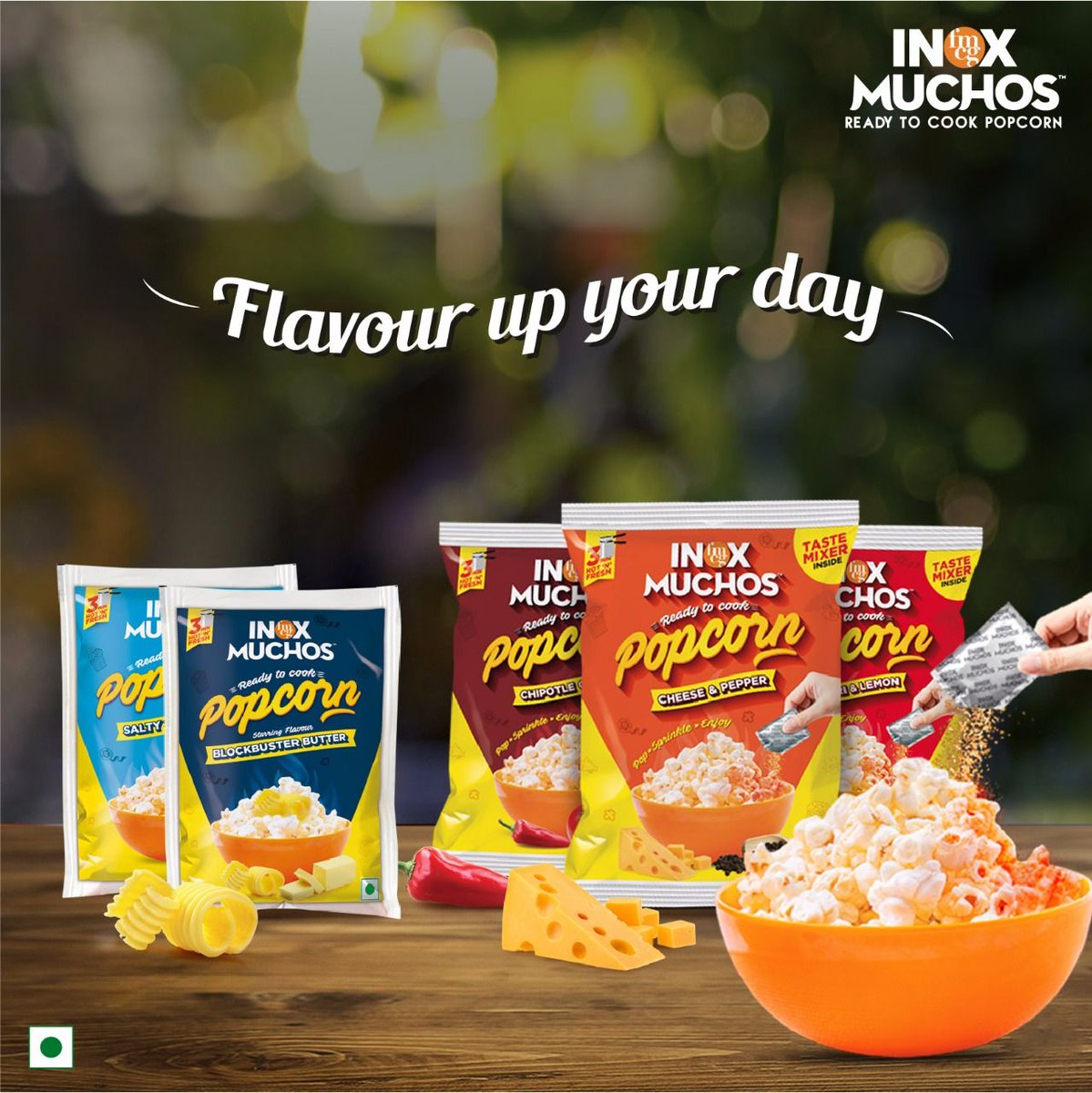Bring home the exotic new flavours of Inox Muchos Ready To Cook Popcorn! Available at a store near you. #InoxMuchos #Popcorn