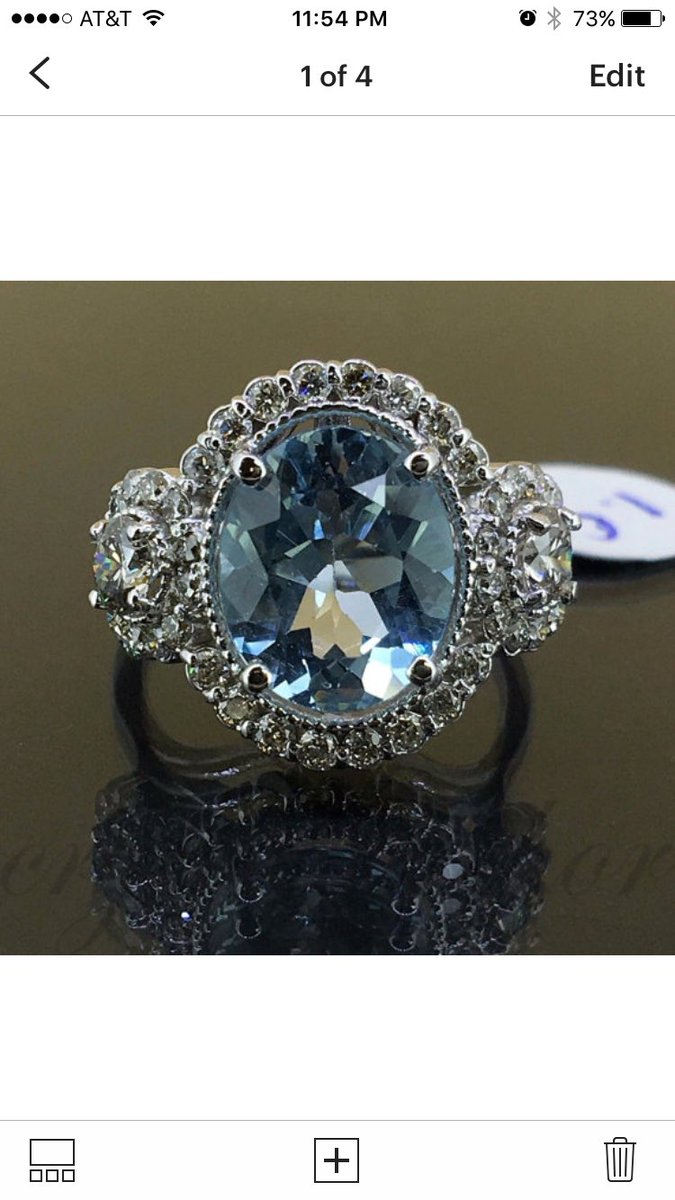 crystalanchor's tweet photo. NEW 14k White gold Natural Aquamarine &amp; Diamond Cocktail Cluster ring 5.87ctw https://t.co/iLszpbnWpx