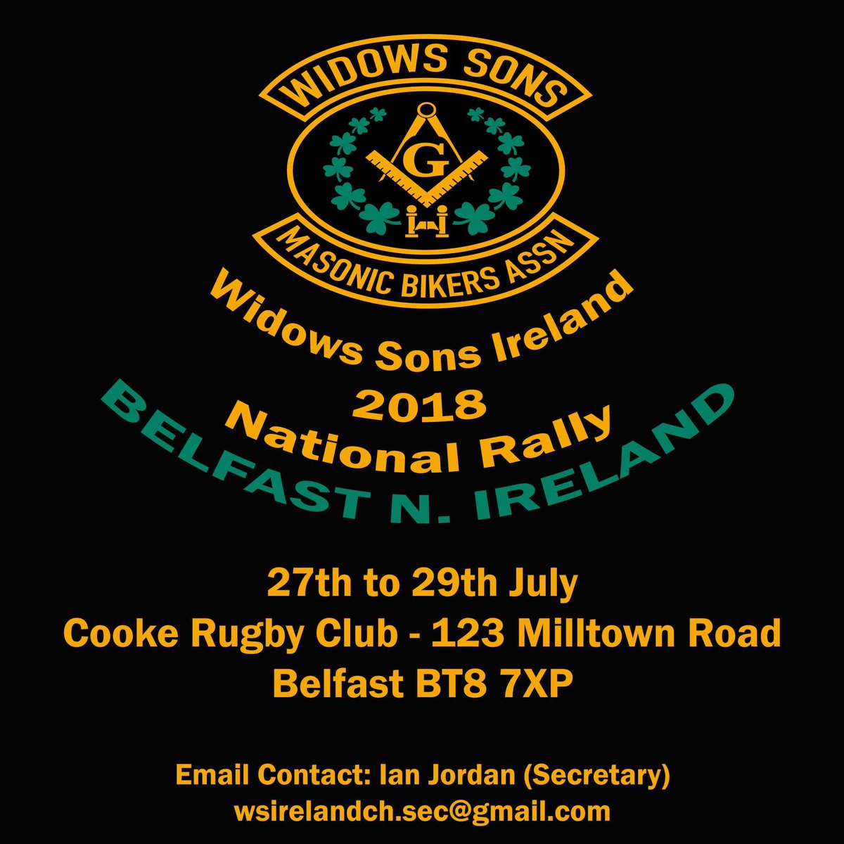 We are hosting the National Rally !!! #widowssons #ireland #northernireland #freemason #masonic #belfast #2018 #motorcycle #widowssonsbikers