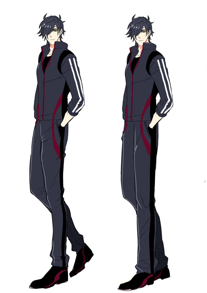 刀剣乱舞 光忠のジャージ差分練習 ゲームの緩めジャージもいいし ステのちょっと細身もいい 二号のイラスト