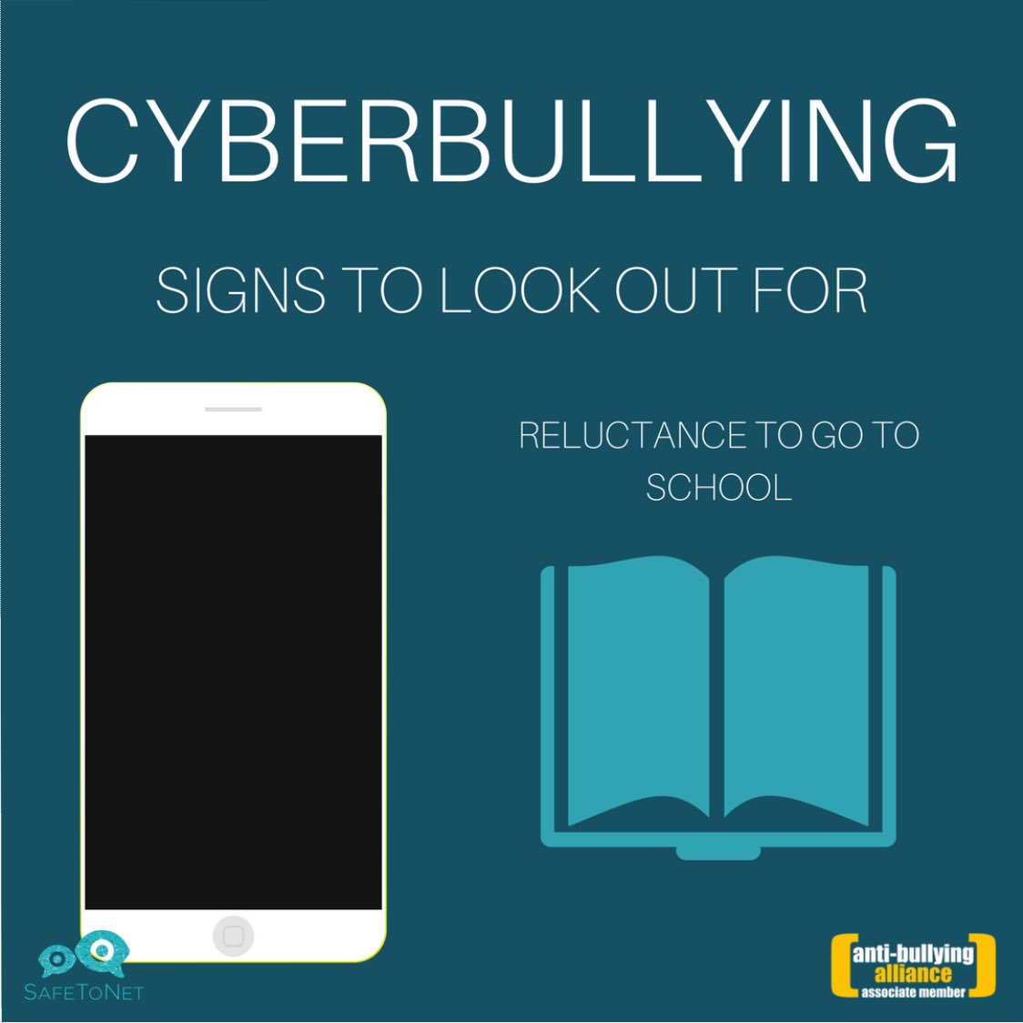 SafeToNet's tweet photo. Signs to look out for:
#cyberbullying #cyberbully #victim #signs #antibullyingalliance #onlinesafety #safetonet #antibullyingweek https://t.co/nUGY7GjnMO